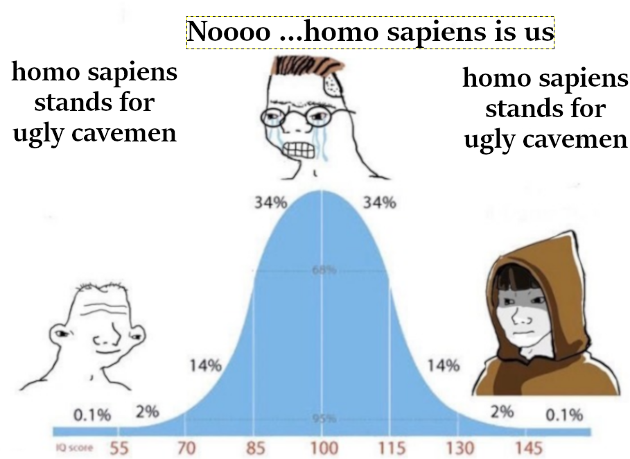 Bell curve exploring the meaning of the homo sapiens genus